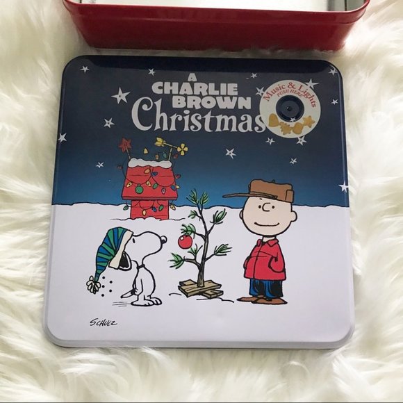 COLLECTOR Peanuts A CHARLIE BROWN CHRISTMAS COOKIE TIN Music & Lights Up SNOOPY - Picture 6 of 8
